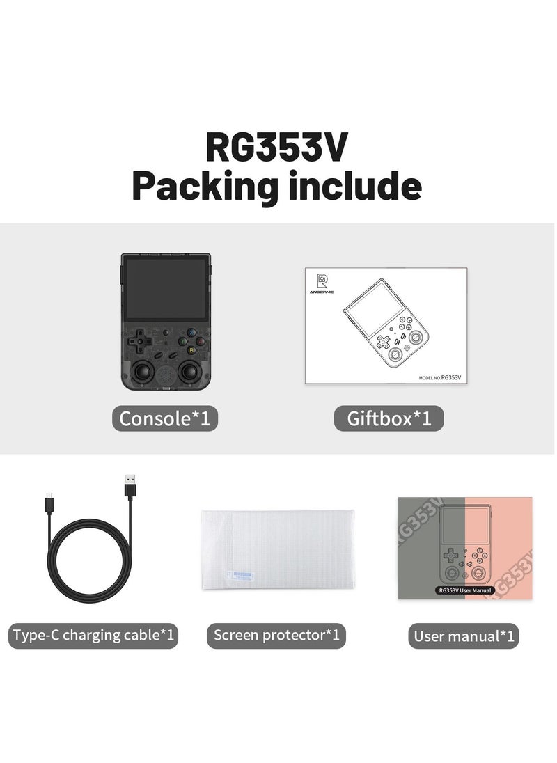 ANBERNIC  - RG353V Retro Handheld Game with Dual OS Android 11 and Linux, RG353V with 64G TF Card Pre-Installed 4452 Games Supports 5G WiFi 4.2 Bluetooth (Black, 64G) - Image 1