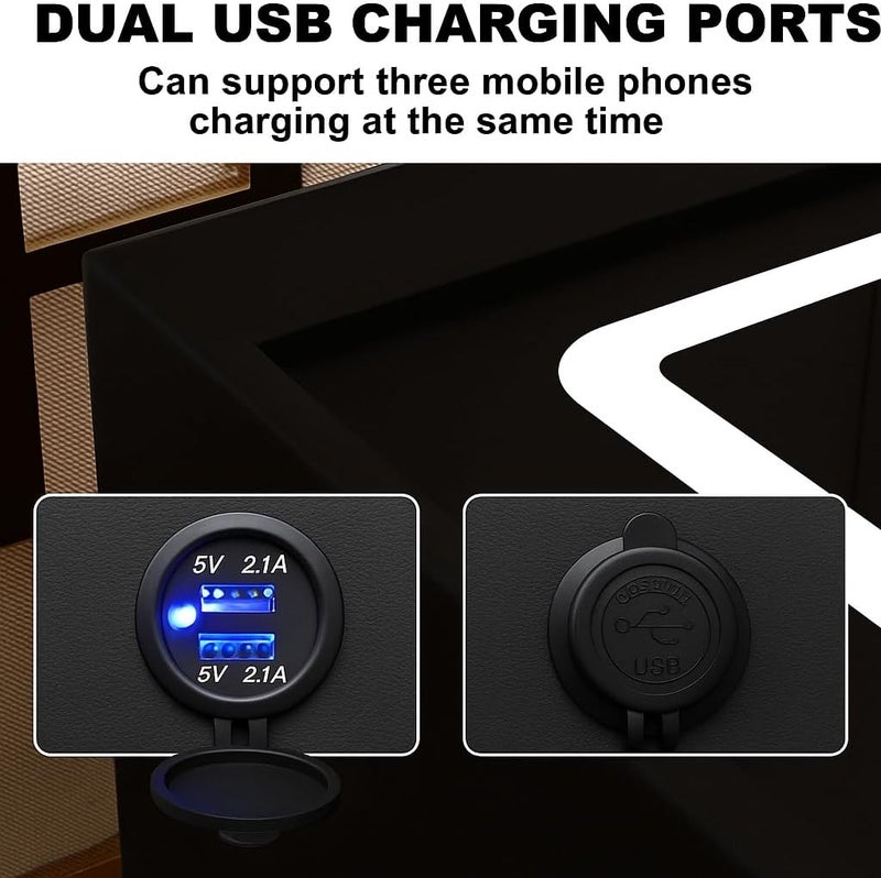 Harmony Homes طاولة جانبية ذكية من هارموني هوم مع شحن لاسلكي، منافذ USB ومكبر صوت بلوتوث – طاولة سرير حديثة مع 2 درج وإضاءة LED قابلة للتعديل – طاولة جانبية لغرفة النوم والمعيشة – سوداء - Image 4