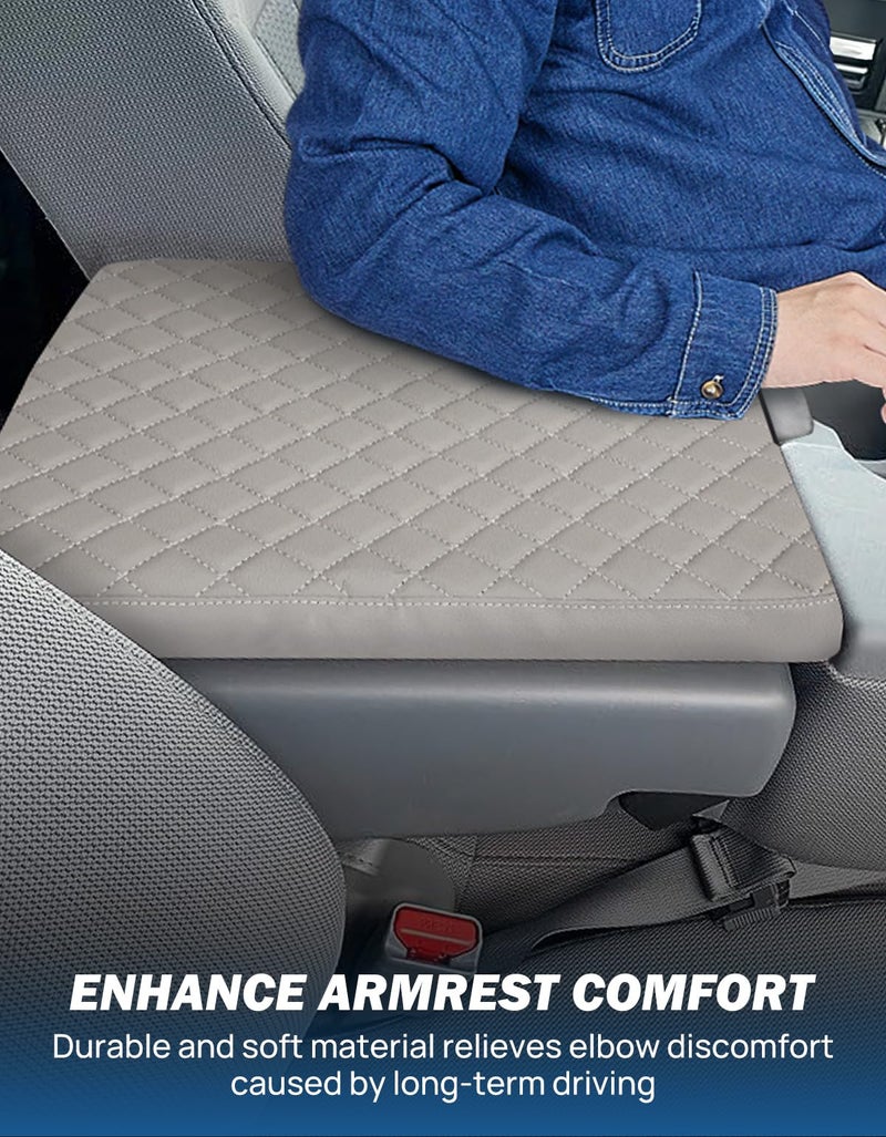 JOYTUTUS Center Console Cover Compatible with 2011-2016 Ford F250 F350 F450, 2011-2014 F150 with Jump Seat Console, Leather Armrest Cover Center Console Cushion, Gray (Jump Seat Only) - Image 5