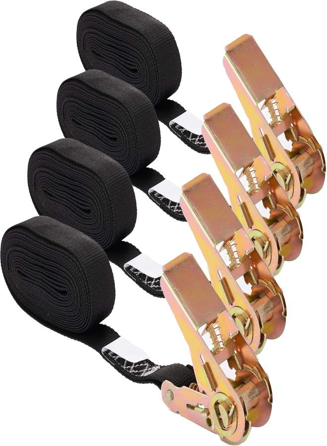 MOOCY Ratchet Tie Down Straps, Heavy Duty Cargo Tie Downs, Black, Nylon, 1"x12', 780 Pounds, Compatible with Motorcycle, Trailer Loads, Kayak - Image 1