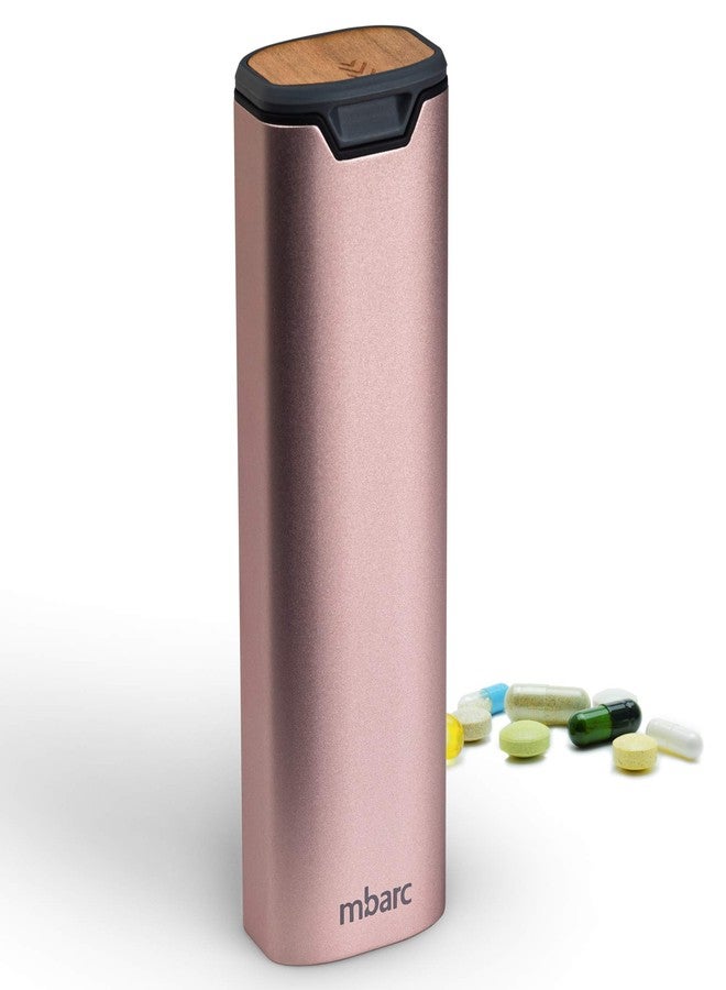 HIGHERHUMAN 7 Day Weekly Pill Organizer by mbarc - Premium Stylish Aluminum and Wood Large Capacity Pill Box for Supplements, Pills, Vitamins and Medicine. (Satin Rose) - Image 4