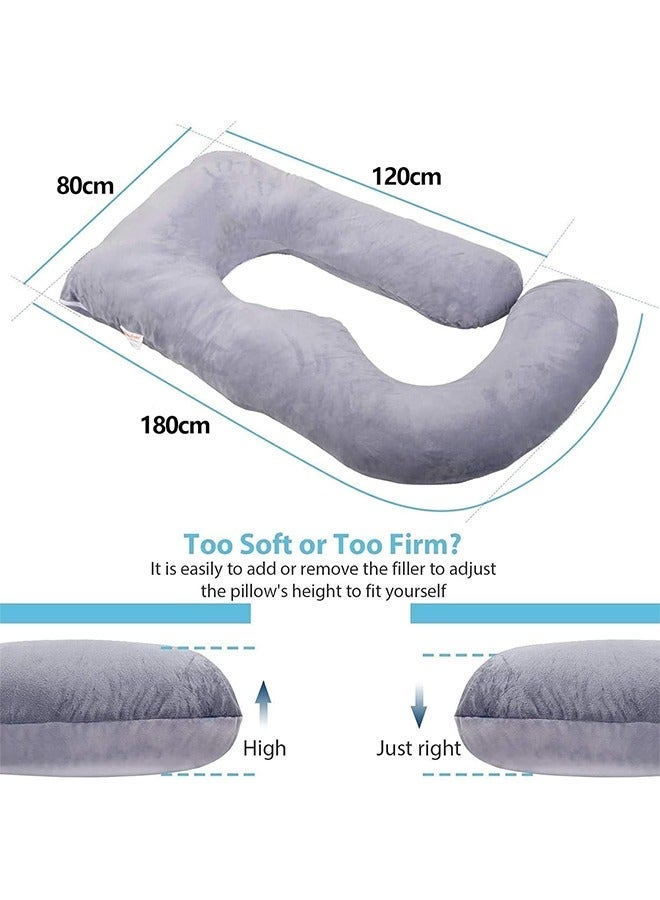VTERLY Pregnancy Pillows, 180cm Long Maternity Pillows with Removable Bean Velvet Cover, U-Shape Full Body Pillow, Pregnancy Pillows for Sleeping, Body Pillows for Adults, Maternity Pillow - Image 2