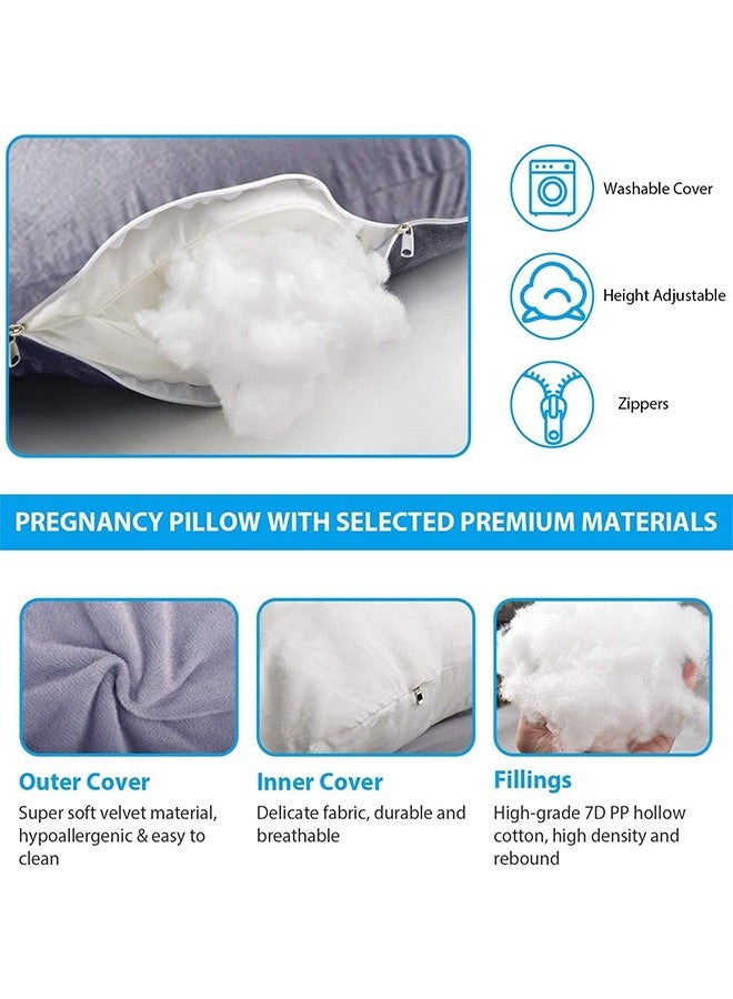 VTERLY Pregnancy Pillows, 180cm Long Maternity Pillows with Removable Bean Velvet Cover, U-Shape Full Body Pillow, Pregnancy Pillows for Sleeping, Body Pillows for Adults, Maternity Pillow - Image 3