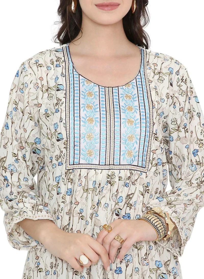 HANA & SARA Long Viscose Printed Casual Styled Arabic Kaftan Jalabiya Dresses