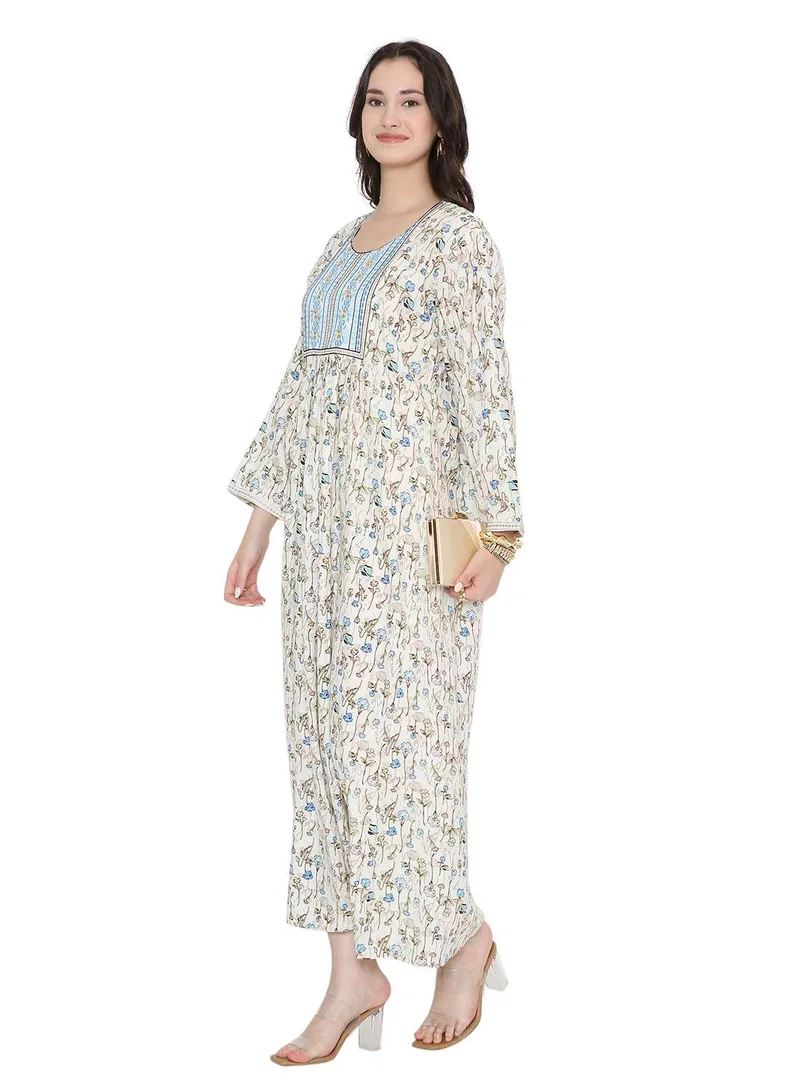 HANA & SARA Long Viscose Printed Casual Styled Arabic Kaftan Jalabiya Dresses