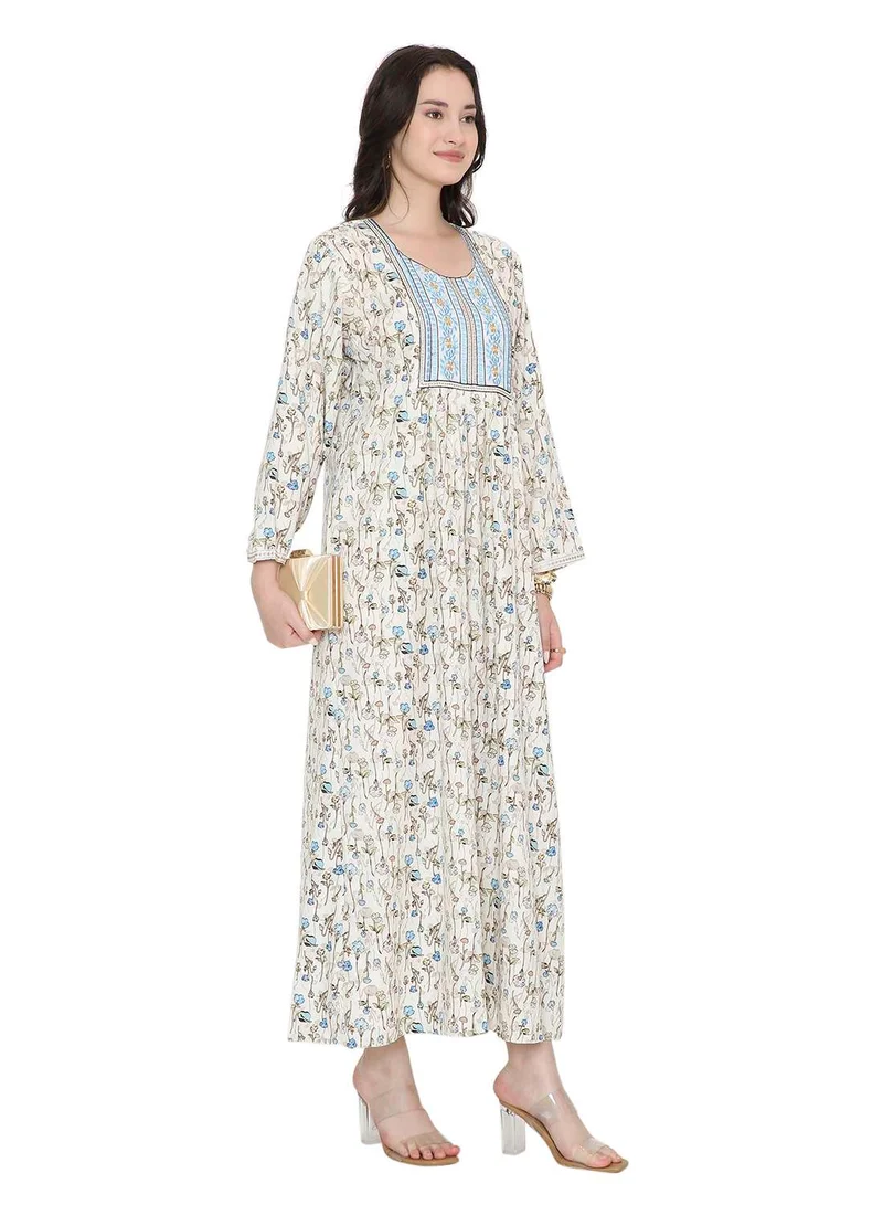 HANA & SARA Long Viscose Printed Casual Styled Arabic Kaftan Jalabiya Dresses