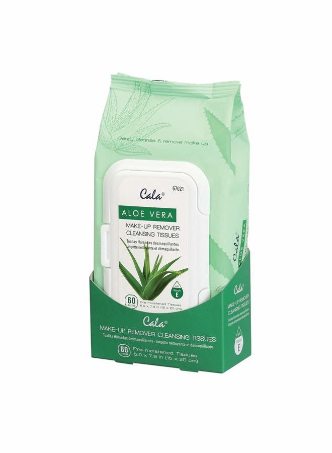 CALA Aloe vera make-up remover cleansing tissues 60 count, 60 Count