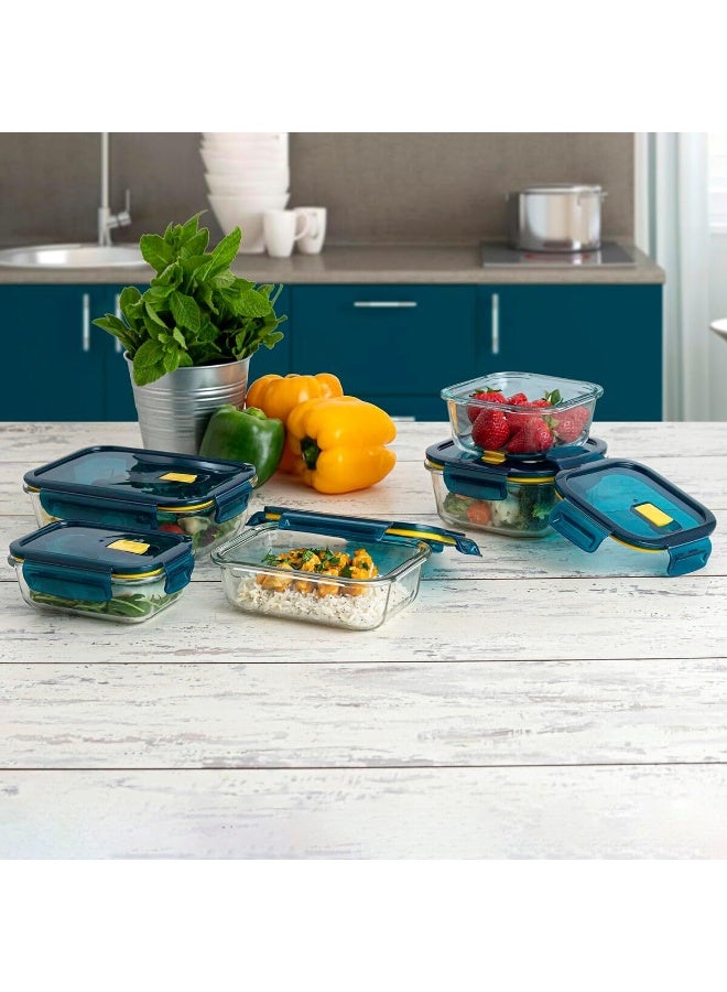 Mondex Borosilicate Glass Square Food Saver Food Storage Container Lunchbox With 803Ml Capacity, Openable And Secure Air Vent, Silicone Seal, Plastic Lid - Image 1