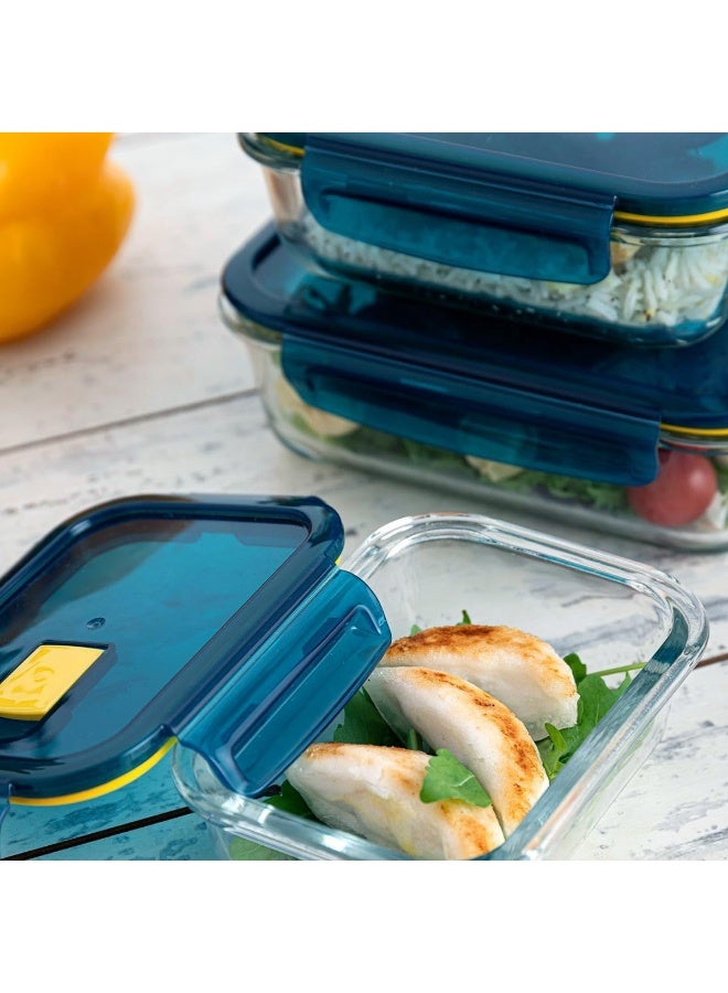Mondex Borosilicate Glass Square Food Saver Food Storage Container Lunchbox With 803Ml Capacity, Openable And Secure Air Vent, Silicone Seal, Plastic Lid - Image 2