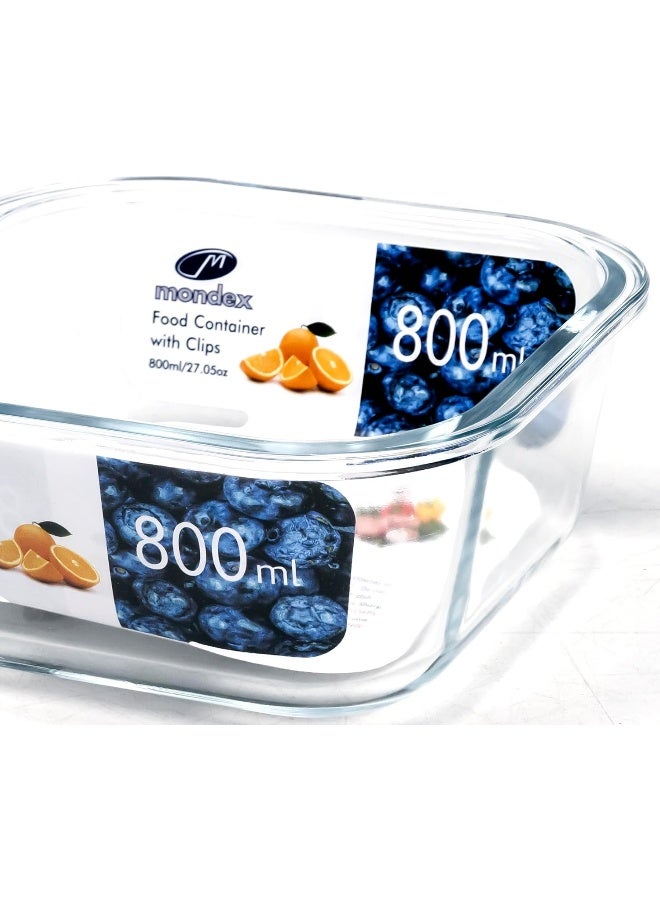Mondex Borosilicate Glass Square Food Saver Food Storage Container Lunchbox With 803Ml Capacity, Openable And Secure Air Vent, Silicone Seal, Plastic Lid - Image 3