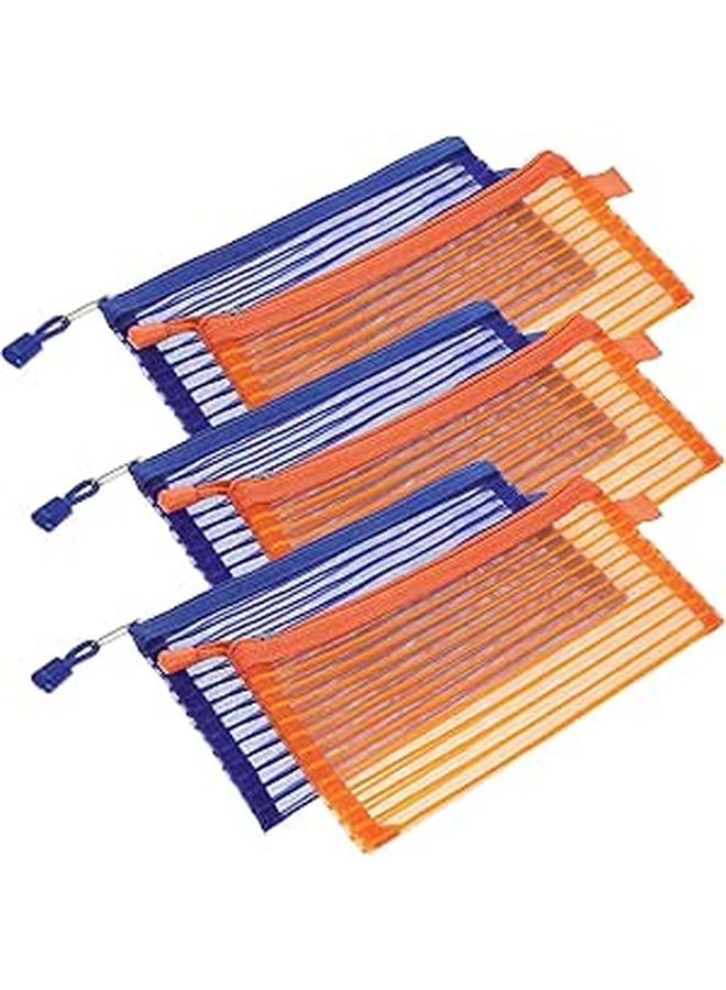 Alasum 6 Pcs Mesh Zipper Document Pouches Colorful Stripe File Organizer Bags Small Visible File Holders For Students Office Storage With Zipper Closure - Image 1