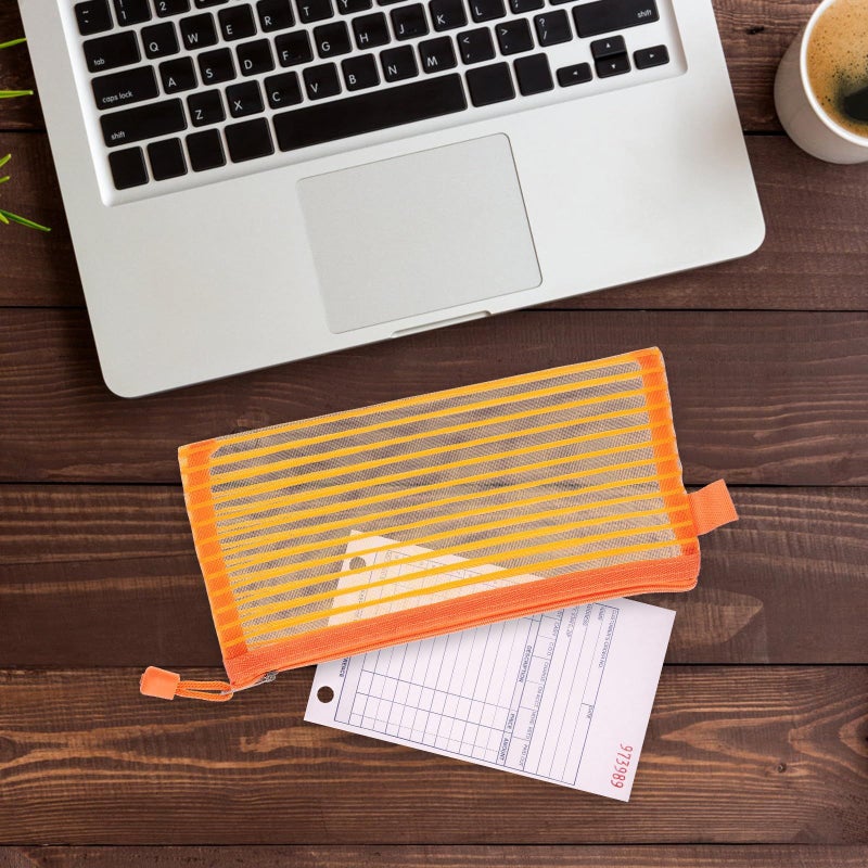 Alasum 6 Pcs Mesh Zipper Document Pouches Colorful Stripe File Organizer Bags Small Visible File Holders For Students Office Storage With Zipper Closure - Image 5