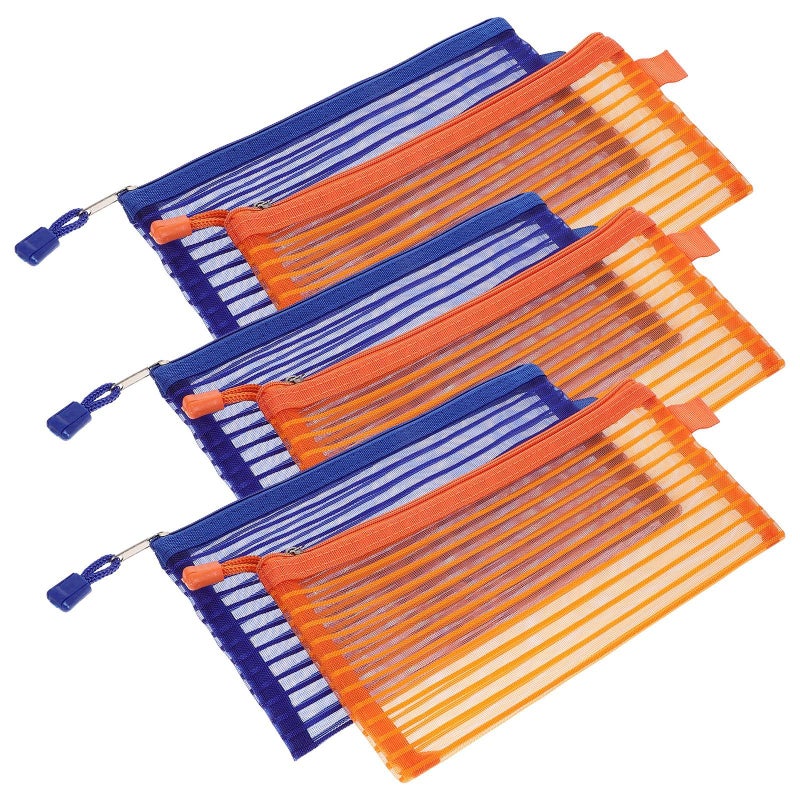Alasum 6 Pcs Mesh Zipper Document Pouches Colorful Stripe File Organizer Bags Small Visible File Holders For Students Office Storage With Zipper Closure - Image 2