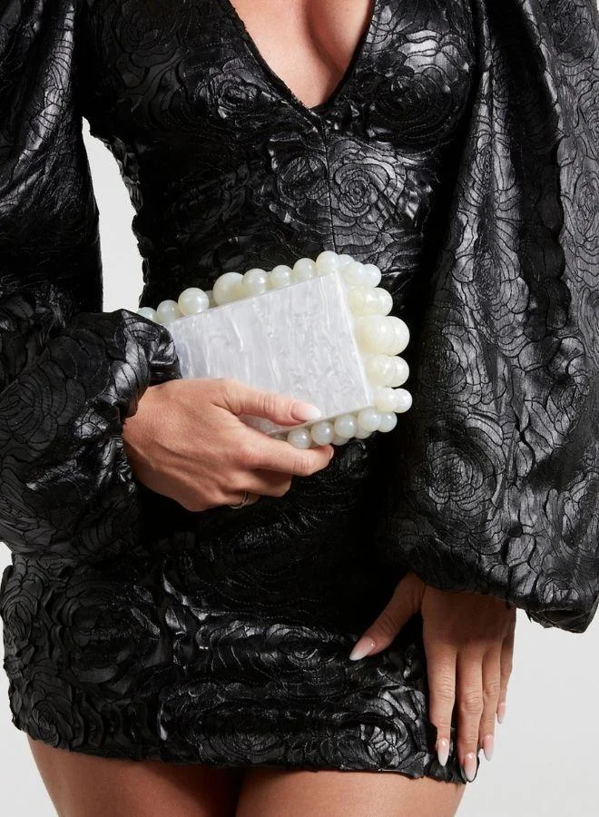 DAZED&ENGAGED Luxury Bridal White Acrylic Clutch Bag