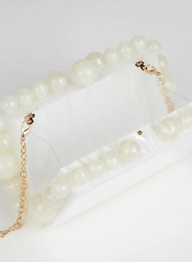 DAZED&ENGAGED Luxury Bridal White Acrylic Clutch Bag