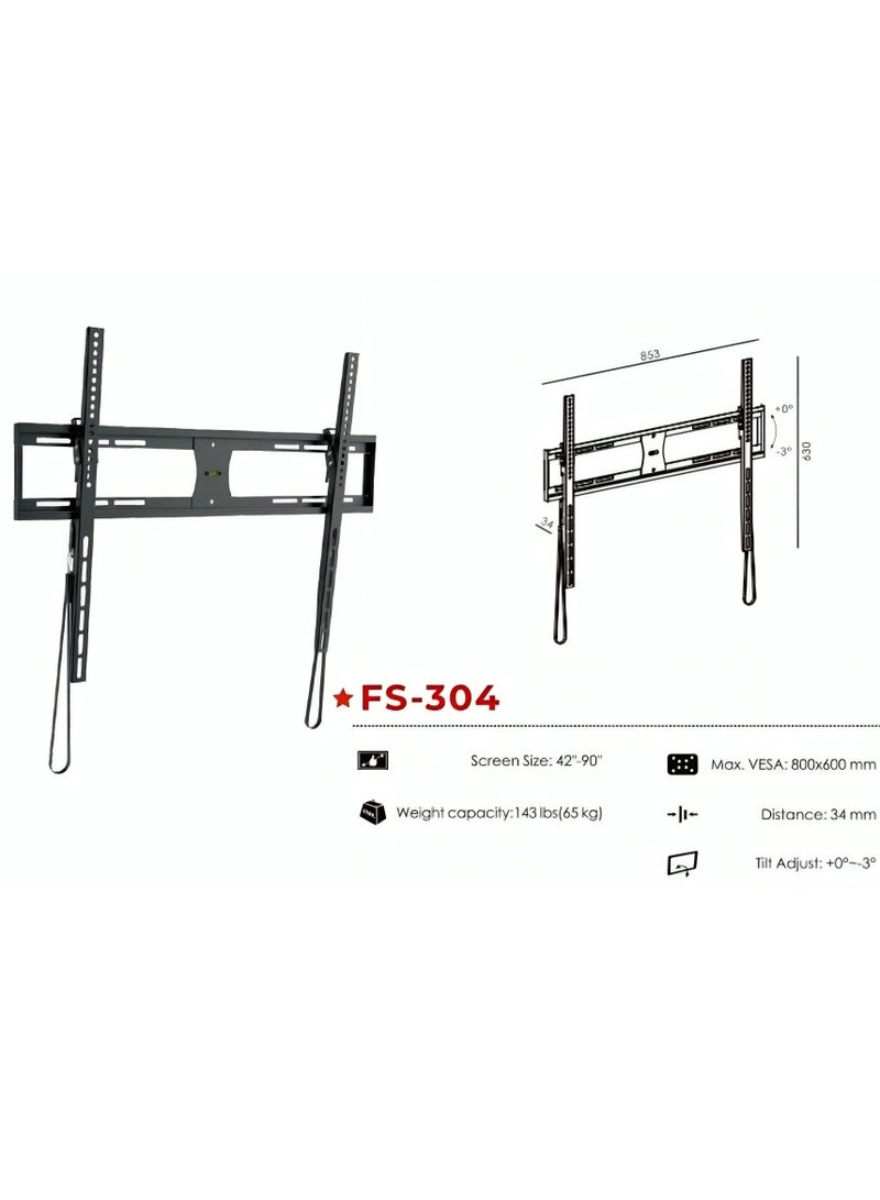 fujistar FS-304 Premium TV Wall Mount for 42"-90" Screens with 143 lbs Capacity and 800x600 mm VESA Compatibility  - Image 3