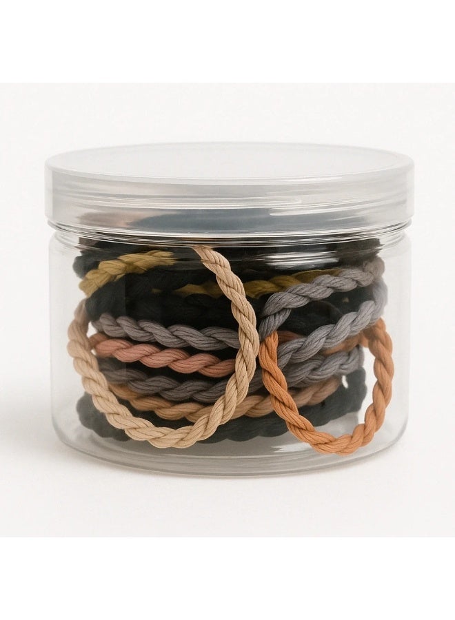 Twisted Design Thick Hair Ties Seamless Cotton Elastic Hair Accessories For Girls- 20pcs