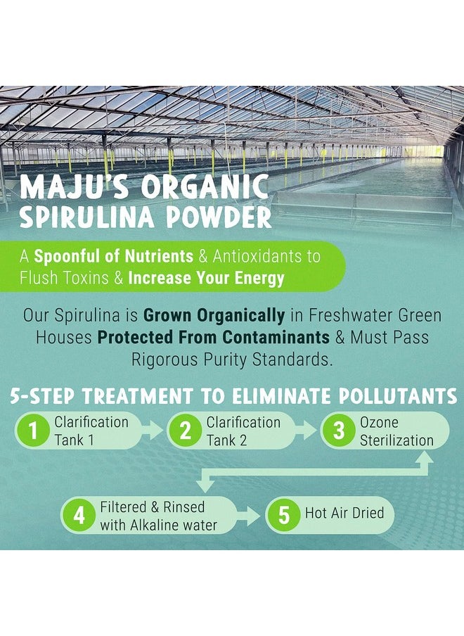 Maju Superfoods Maju'S Organic Spirulina Powder .5 Lb Microcystin Free Nonirradiated Preferred To Chlorella Preferred To Hawaiian & Blue Algae Pure Vegan Green Protein  - Image 3