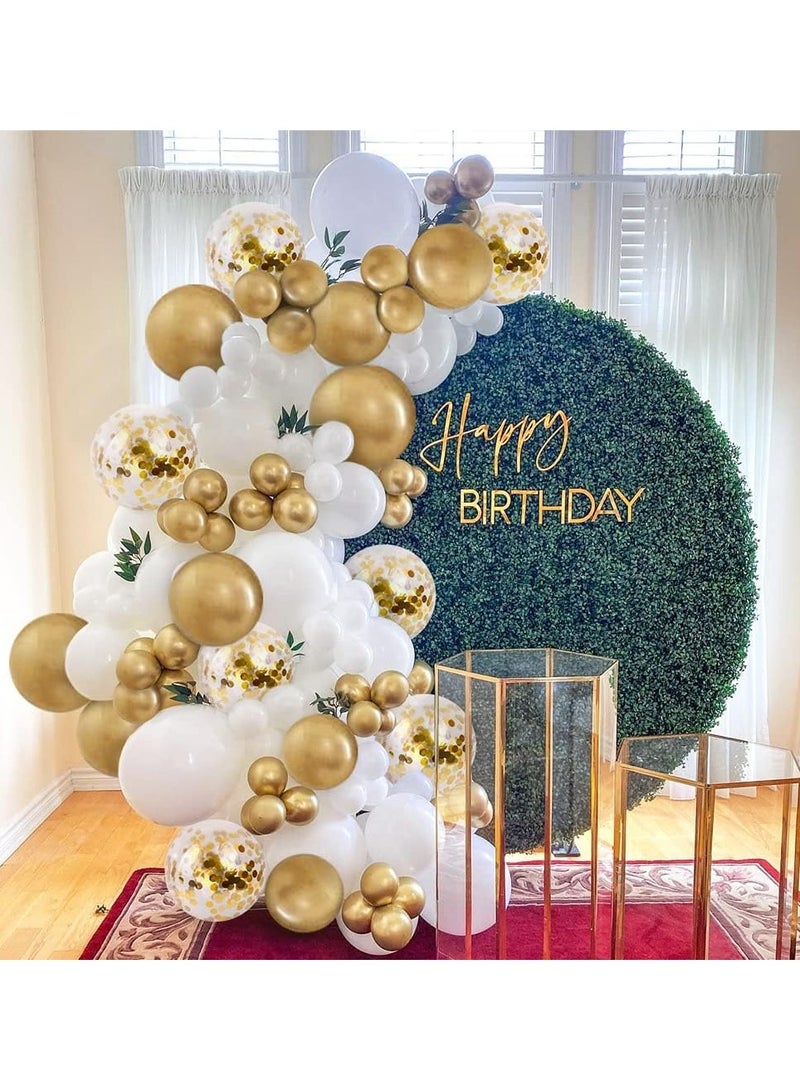 White Gold Balloons Garland Kit 100Pcs White Gold Metallic Chrome and Gold Confetti Balloons Arch with Balloon Tape for Wedding, Birthday Special Events Party Decoration  - Image 4