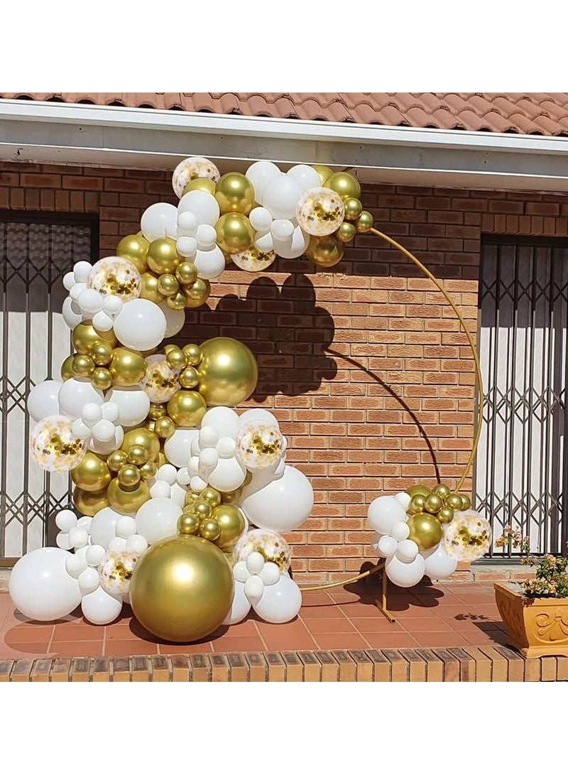 White Gold Balloons Garland Kit 100Pcs White Gold Metallic Chrome and Gold Confetti Balloons Arch with Balloon Tape for Wedding, Birthday Special Events Party Decoration  - Image 3