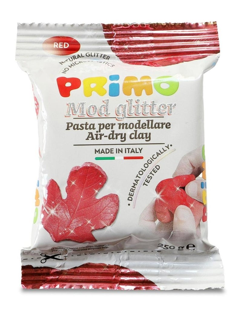 بريمو عبوة طين بريمو الجاف بالهواء،صلصال أحمرلماع، ٢٥٠ غرام، نشاط خالٍ من الشاشات للأطفال، ينمي المهارات الحركية الدقيقة، ويعزز النمو الحسي، يجف ليصبح صلبًا، طين تشكيل، غير سام، للاستخدام في المنزل أو الفصل الدراسي - Image 1