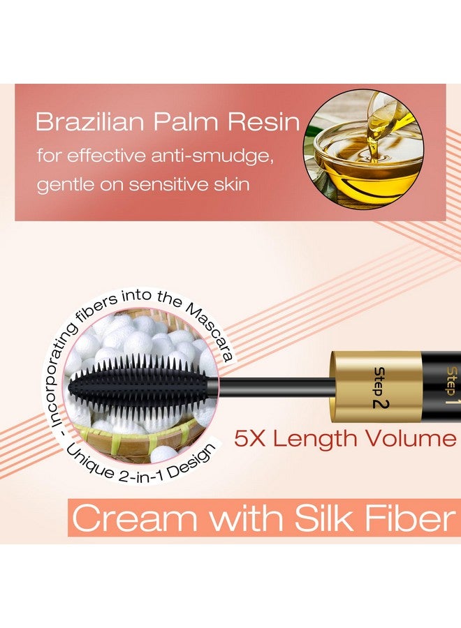 DRMODE Mascara Volume and Length, 2 in 1 Waterproof Mascara Black, 2 Pack Falsies Voluminous Lengthening Smudge Proof 4D Silk Fiber Mascara with Mascara Comb - Image 3
