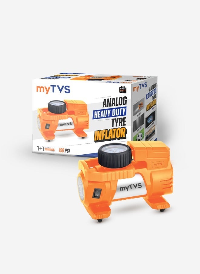 myTVS مضخة هواء أنالوج myTVS للسيارات والدراجات 150 PSI مع مصباح LED | متوافقة مع جميع السيارات | ضمان 1+1 سنوات (TI-9) - Image 1