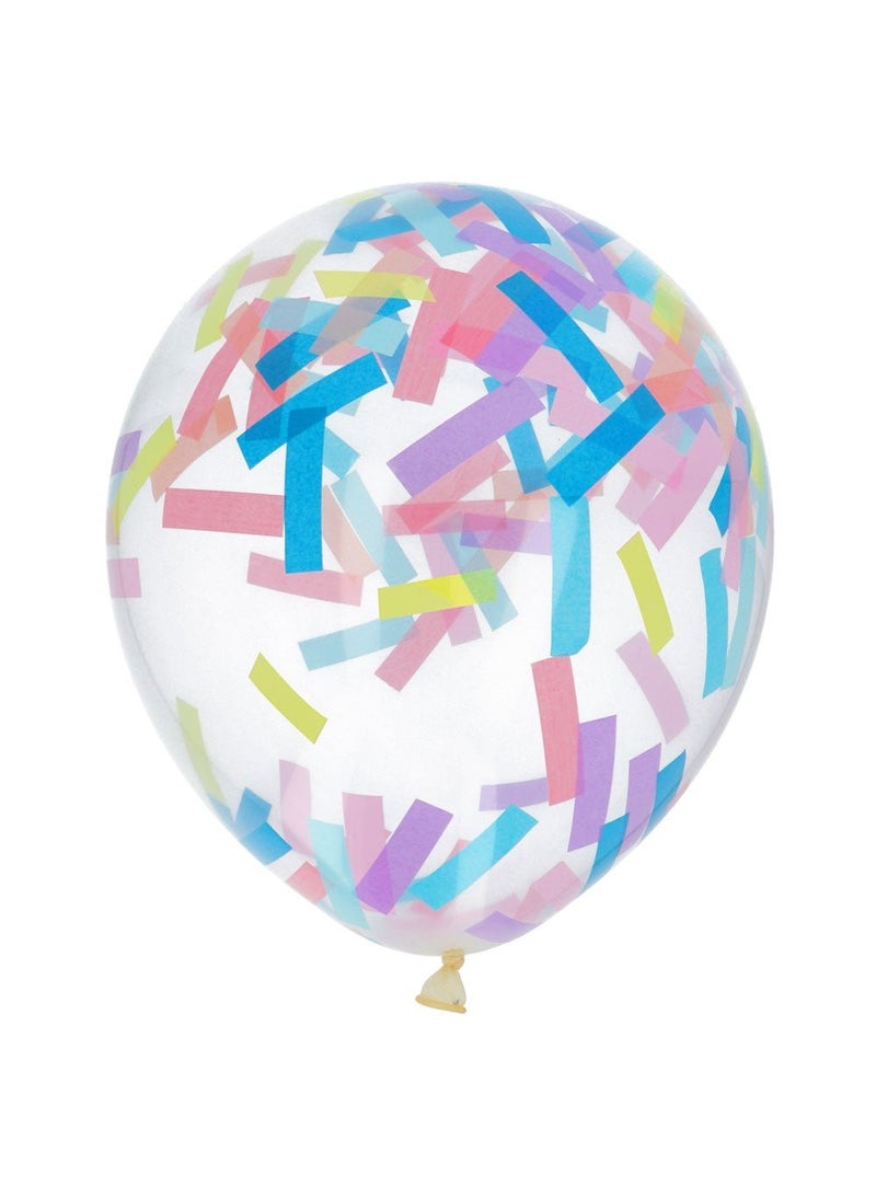 Folat Confetti Sprinkles Latex Balloons Transparent Multicolor 30cm 4-Pack - Image 1