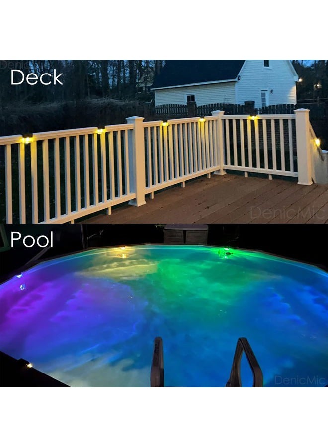 DenicMic Solar Deck Lights, Led Solar Step Lights Outdoor for Stair, Fence, Railing,Patio Garden, Step, Super Bright 10 lumens, 2 Lighting Modes, Warm White/Color Changing 6 Pack - Image 5