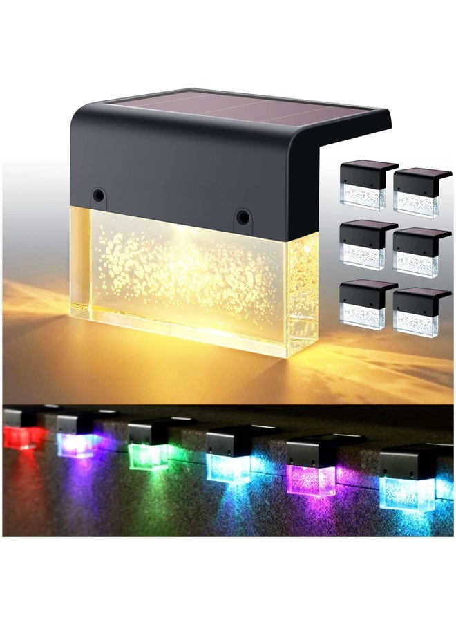 DenicMic Solar Deck Lights, Led Solar Step Lights Outdoor for Stair, Fence, Railing,Patio Garden, Step, Super Bright 10 lumens, 2 Lighting Modes, Warm White/Color Changing 6 Pack - Image 1