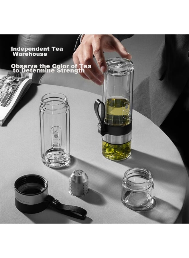 Tomimitsu Fuguang Antibacterial Glass Cup, Double-layer High Borosilicate Water Cup, Tea Infuser Cup, Office Tea Cup For Men And Women, 260ml - Image 3