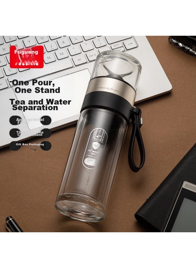 Tomimitsu Fuguang Antibacterial Glass Cup, Double-layer High Borosilicate Water Cup, Tea Infuser Cup, Office Tea Cup For Men And Women, 260ml - Image 1