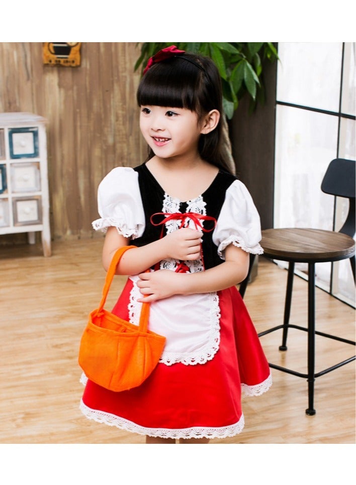 Little Red Riding Hood Costume for Girls Kids Holiday Party Fairytail Storybook Character Cosplay Dress Hooded Cloak 3-13 Years - Image 4