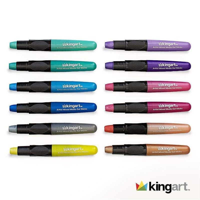 KINGART Metallic GEL STICK Set, Artist Pigment Crayons, 12 Rich Metallic Colors, Water Soluble, Creamy, and Odorless, Use on Paper, Wood, Canvas and more - Image 5