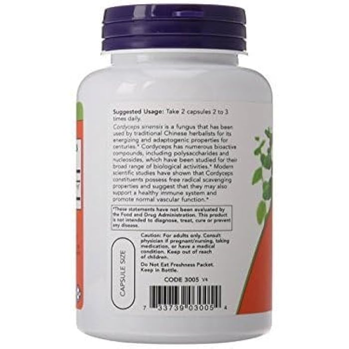 Now Cordyceps 750 mg,90 Veg Capsules (180) - Image 3