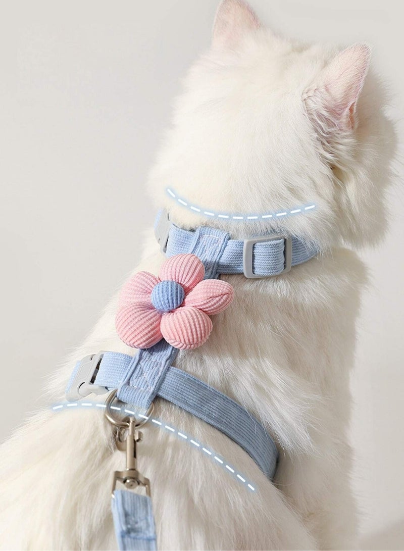 Adjustable Cat Harness and Leash Set with Flower Design - Image 2