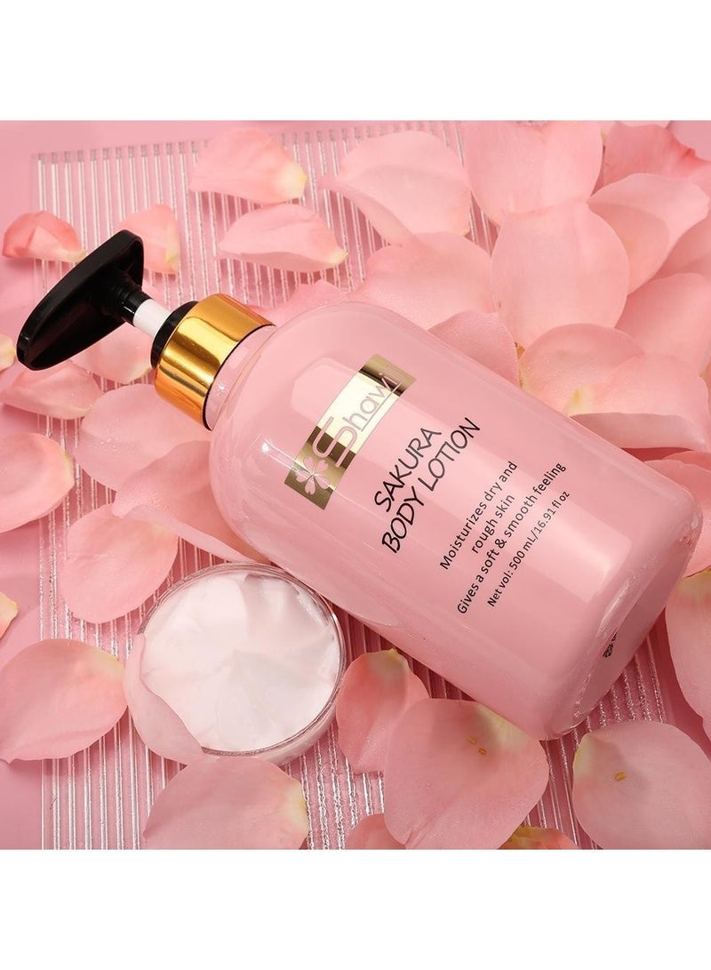 Shawill sakura body lotion 500ml niacinamide cherry whitening brighten moisturizing nourish dry skin - Image 2