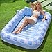 SLOOSH Inflatable Tanning Pool Lounger Float 70 x 46 Pool Floats Adult with Pillow 4 in 1 Suntan Tub Raft FloatieSunbathing Bed Lounge for Water Blow Up Ball Pit Party Gifts Blue Checker - Image 3