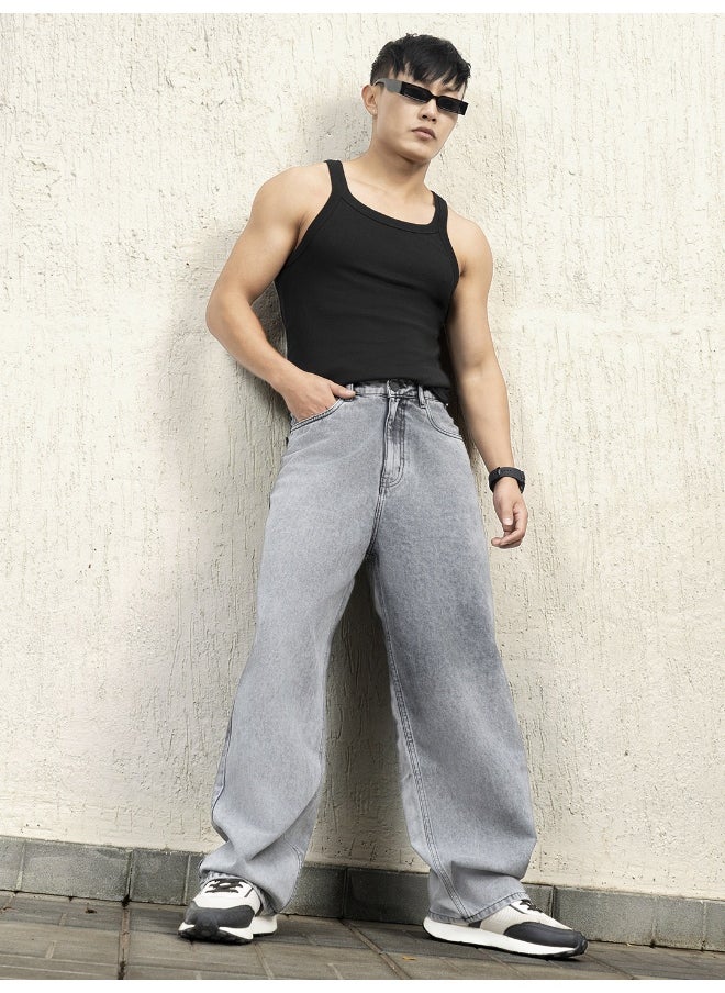 Hubberholme Men Grey Jeans - Baggy Loose Fit for Casual Style  - Image 1