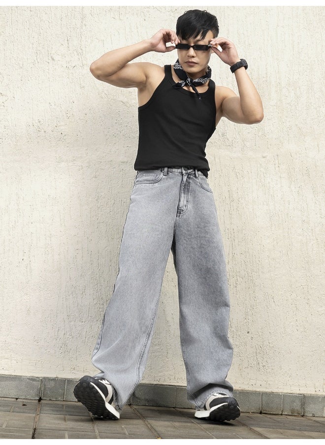 Hubberholme Men Grey Jeans - Baggy Loose Fit for Casual Style  - Image 5