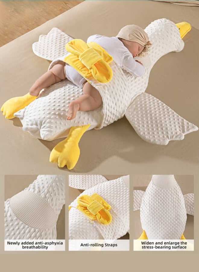 Soft Breathable Infant Nursling Pillows with Soothing Doll Attachment, Designed for Flatulence Relief and Enhanced Toddler Sleep Giant White Goose-Shaped Baby Comfort Pillow  - Image 1