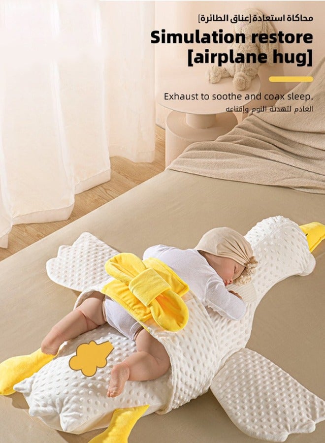 Soft Breathable Infant Nursling Pillows with Soothing Doll Attachment, Designed for Flatulence Relief and Enhanced Toddler Sleep Giant White Goose-Shaped Baby Comfort Pillow  - Image 4