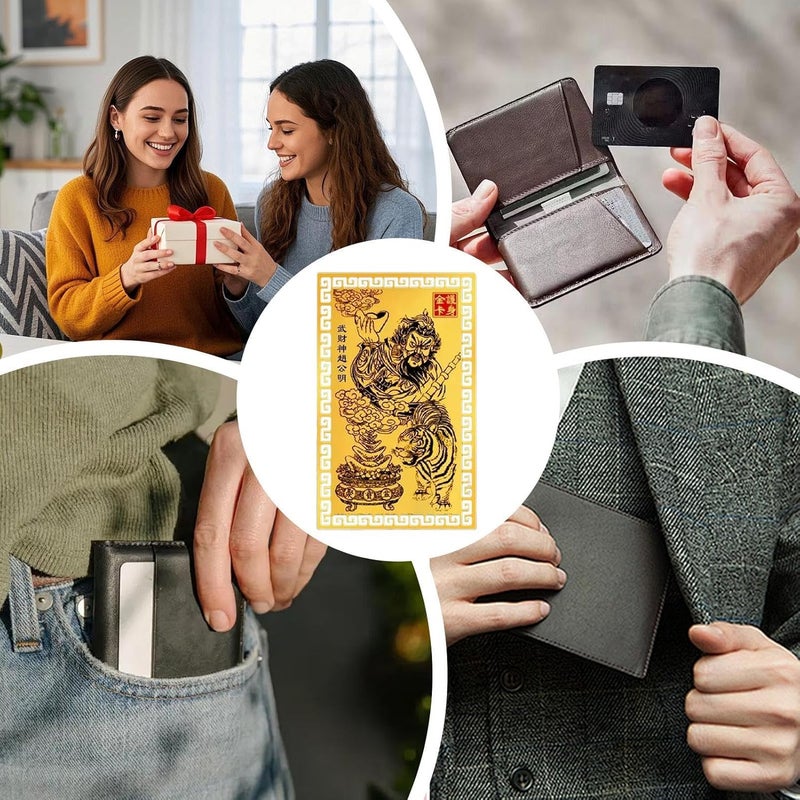 Genérico Chinese God Of Wealth Card: Mini Gold Symbol, Hand , Accent | Auspicious Gift Designed for Parents, Grandparents, Spouses, Son, Relatives, Coleg - Image 4