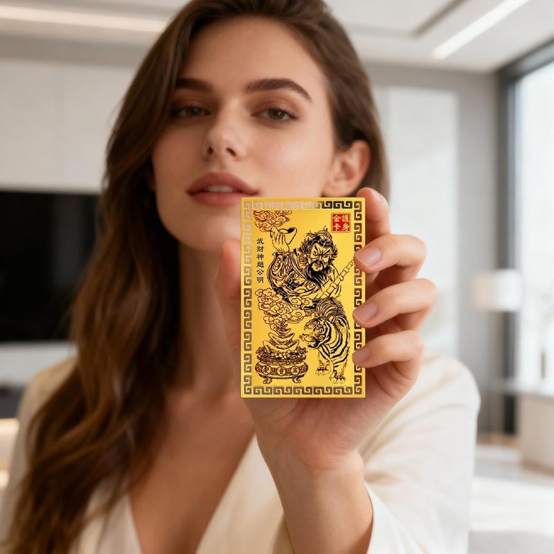Genérico Chinese God Of Wealth Card: Mini Gold Symbol, Hand , Accent | Auspicious Gift Designed for Parents, Grandparents, Spouses, Son, Relatives, Coleg - Image 2