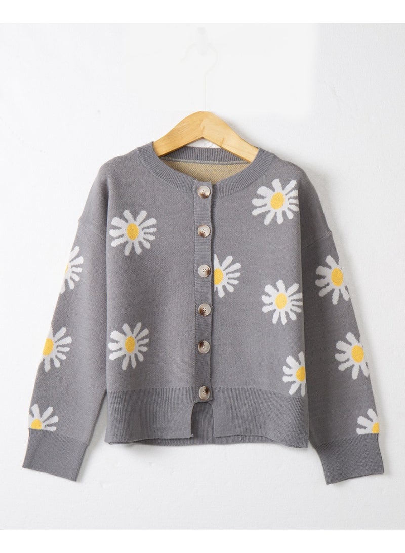 NIBEMINENT Fashion Floral Knitted Cardigan Women Sweaters Soft Spring Autumn Coat Button Long Sleeve Tops Design Outerwear Cardigans - Image 2