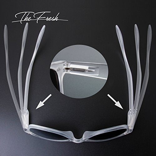 The Fresh Matte Frosted Horn Rimmed Sunglasses Reflective Colored Mirror Lens UV400 Protection Spring Hinge Eyewear for Men Women, Gift Box Set (3-Frost, Green Mirror) - Image 4
