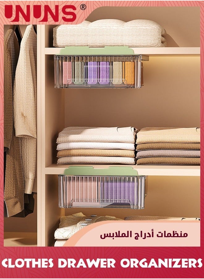 UNUNS Underwear Organizer Drawer for Closet,18 Cells Under Shelf Basket with Detachable Divider,Closet and Storage Box Bras,Socks,Ties,Belts,Hanging Style,Green,1 Pcs  - Image 2