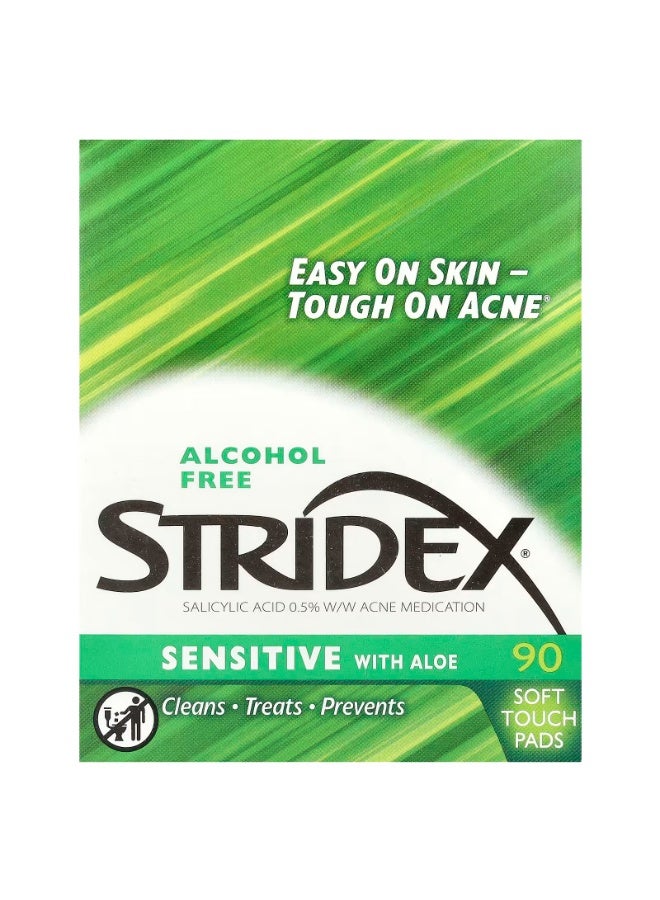 سترايدكس ستريدكس، للبشرة الحساسة مع الصبار، خالٍ من الكحول، 90 منديلًا ناعم الملمس - Image 1