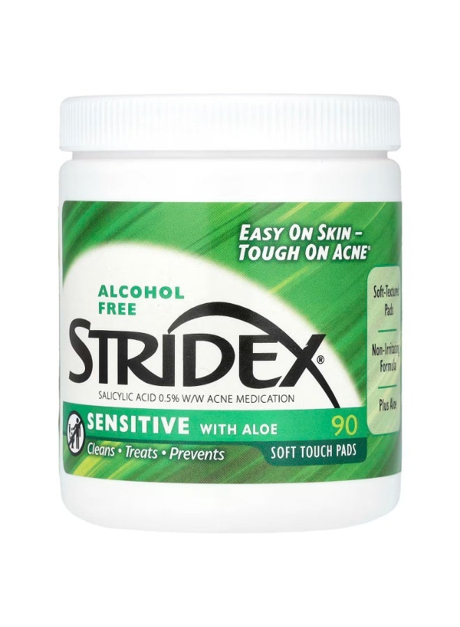 سترايدكس ستريدكس، للبشرة الحساسة مع الصبار، خالٍ من الكحول، 90 منديلًا ناعم الملمس - Image 2