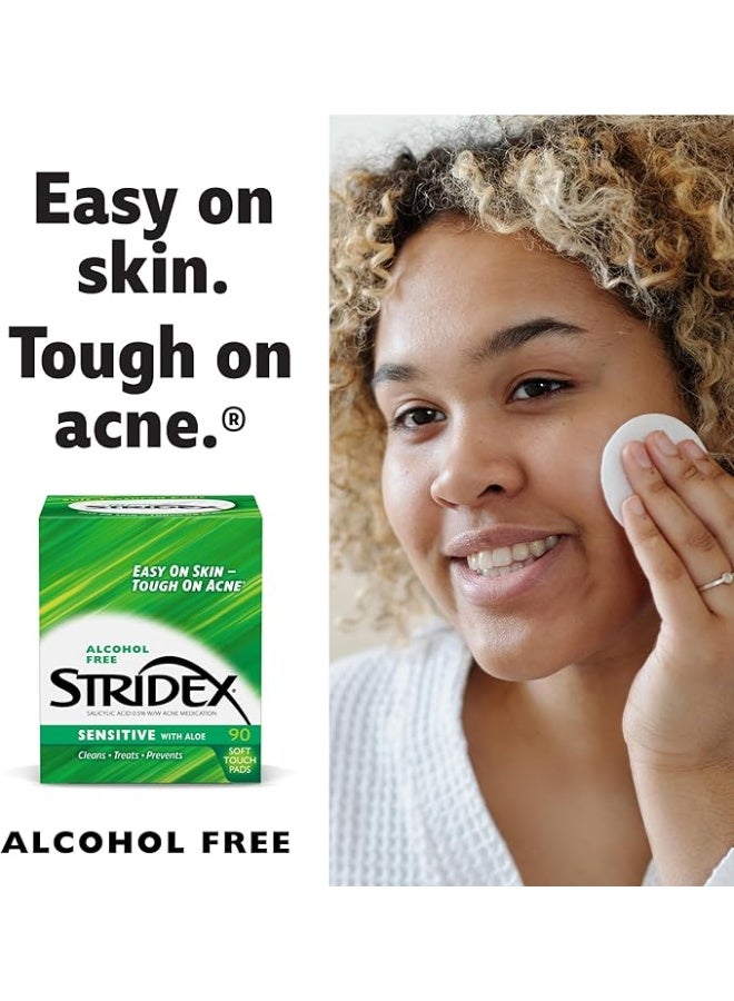 سترايدكس ستريدكس، للبشرة الحساسة مع الصبار، خالٍ من الكحول، 90 منديلًا ناعم الملمس - Image 4